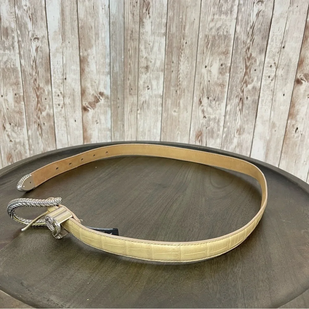 Brighton Croc Embossed Leather Heart Belt Size M/30 Women